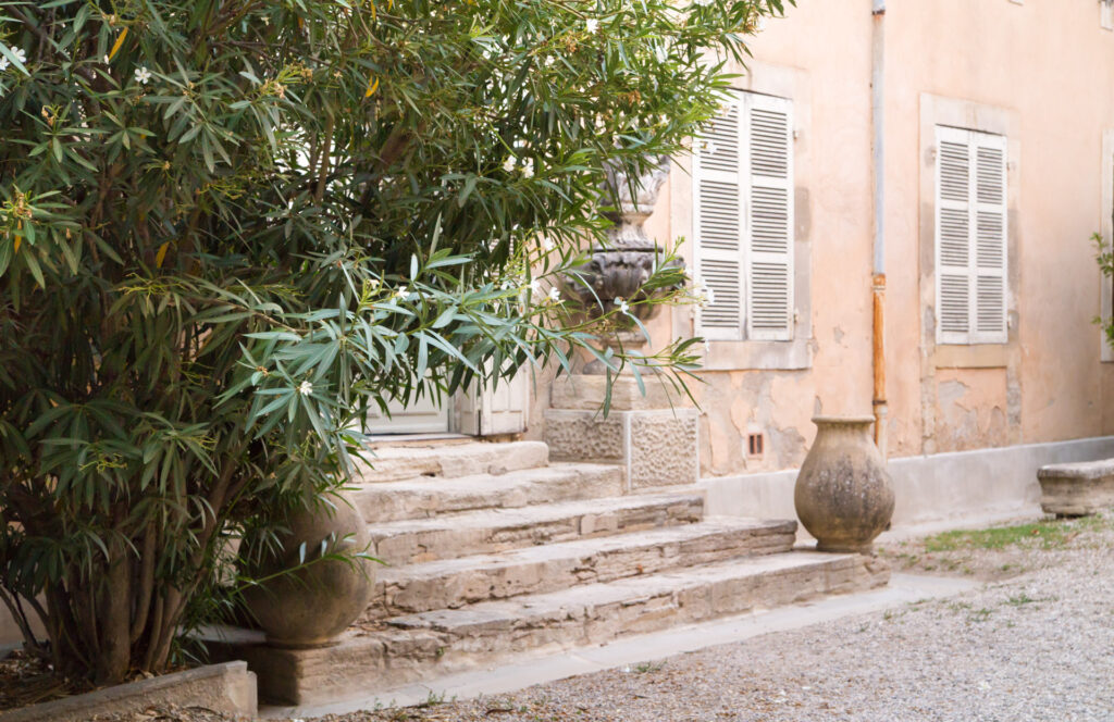 entrata di una casa con giardino mediterraneo